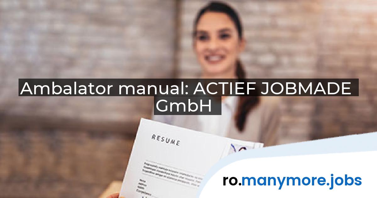 Ambalator manual: ACTIEF JOBMADE GmbH | manymore.jobs