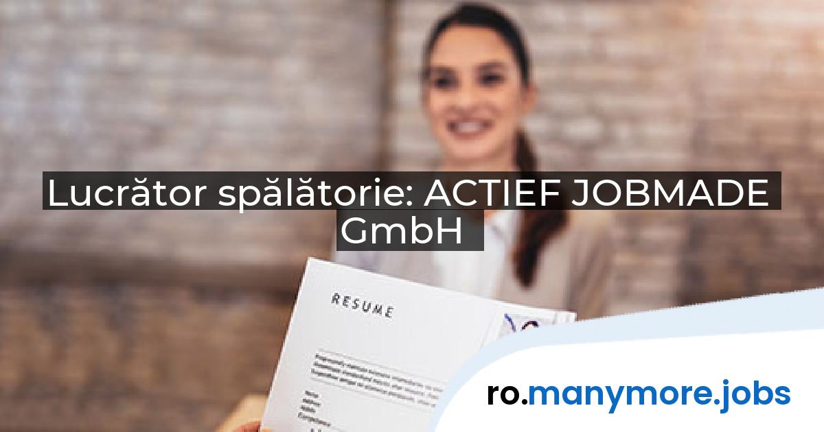 Lucrător spălătorie: ACTIEF JOBMADE GmbH | manymore.jobs