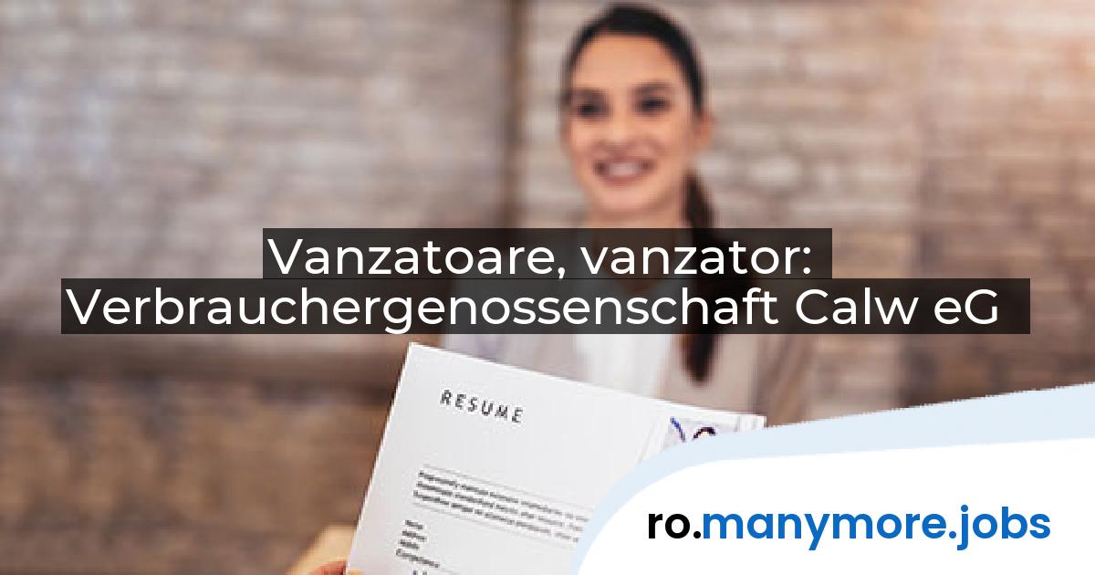 Vanzatoare, vanzator: Verbrauchergenossenschaft Calw eG | manymore.jobs