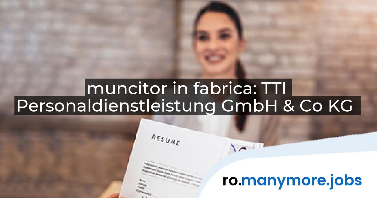 muncitor in fabrica: TTI Personaldienstleistung GmbH & Co KG | manymore.jobs