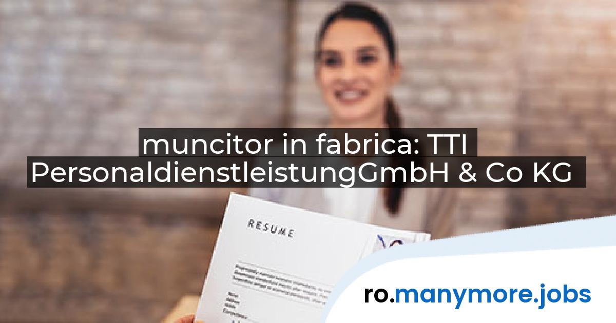 muncitor in fabrica: TTI PersonaldienstleistungGmbH & Co KG | manymore.jobs